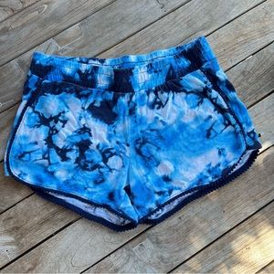 Justice Active Shorts Blue White Tie Dye Size 10 Pockets